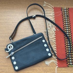 Hammitt Crossbody Leather Clutch Black/Silver